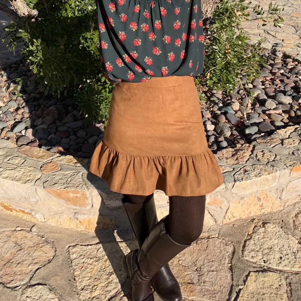 J-Crew Brown Faux-Suede mini skirt